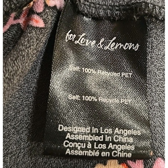 NWOT For love & Lemons black pink floral ruffle hem Camellia Mini Dress Medium - Picture 7 of 13